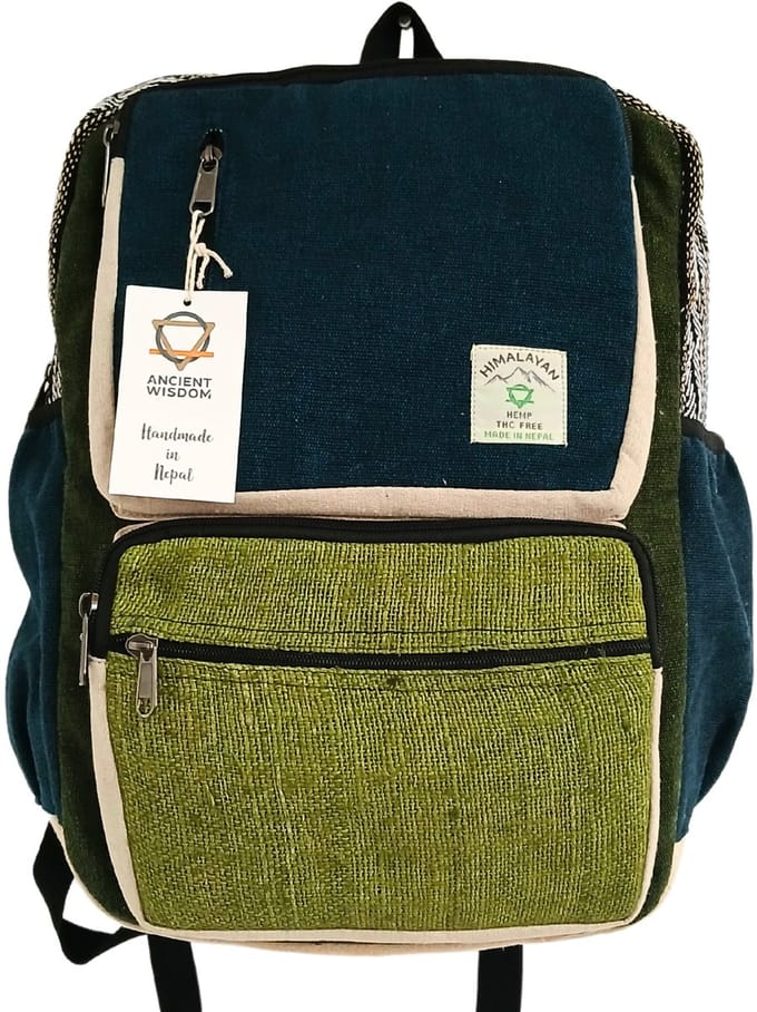 Grote Boxy Hemp Rugzak - Teal & Sage