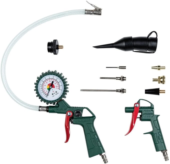 Parkside Perslucht Toebehoren set - Compressor accessoire - 10 delig - Verschillende opzetstukken en adapters - Luchtpistool - vulpistool