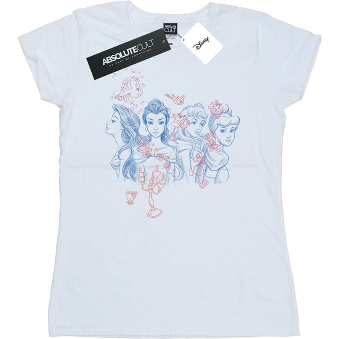 Disney Dames/Dames Prinsessenschets Katoenen T-Shirt (Wit)