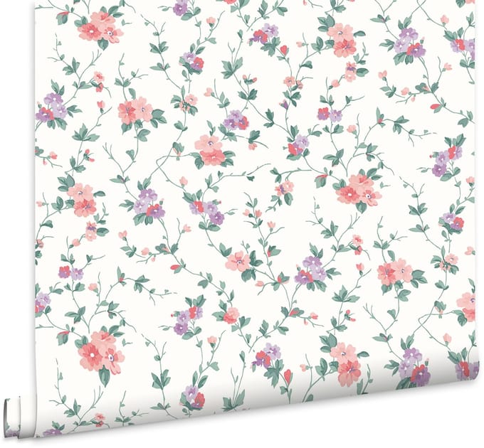Laura Ashley Priory Behang - Bloemen - 10mx52cm - Roze