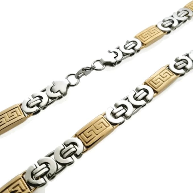 Rvs sieraden - Stalen koningsketting - Opvallend Grieks motief - 55cm