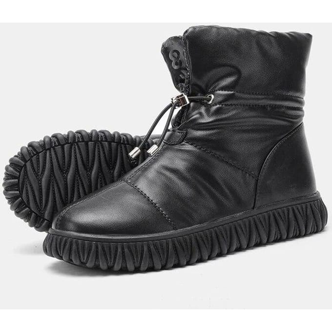 Bottes d'hiver confortables en cuir véritable pour femme, imperméables, noires, classiques à la mode 40 noir