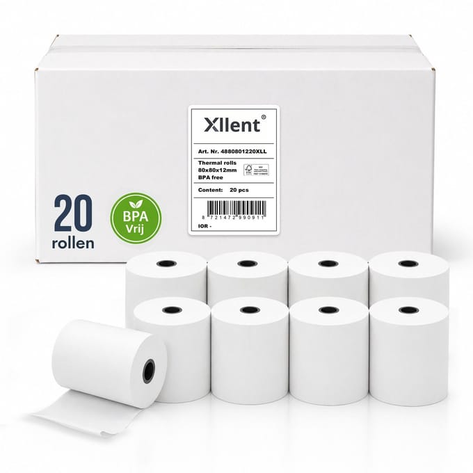 Xllent Thermische kassarollen 80x80x12 (75meter) - 20 rollen per doos