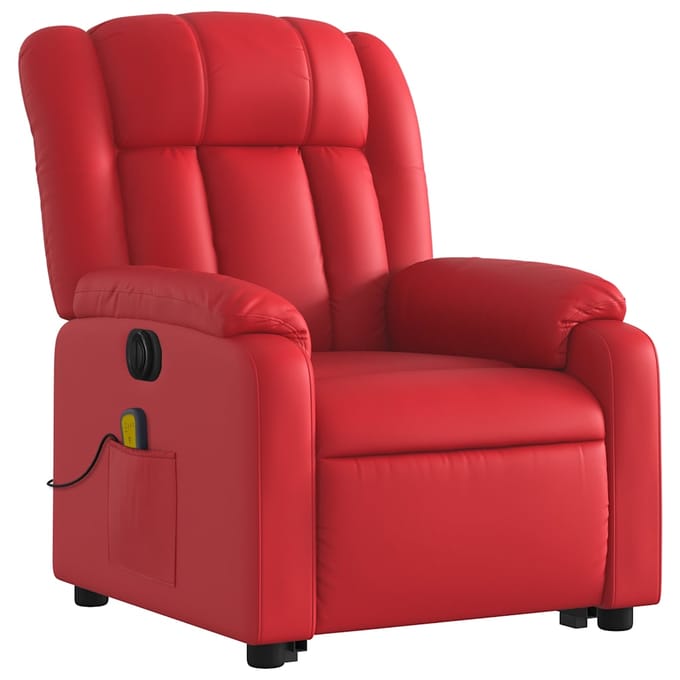 vidaXL - Sta-op-massagestoel - elektrisch - kunstleer - rood