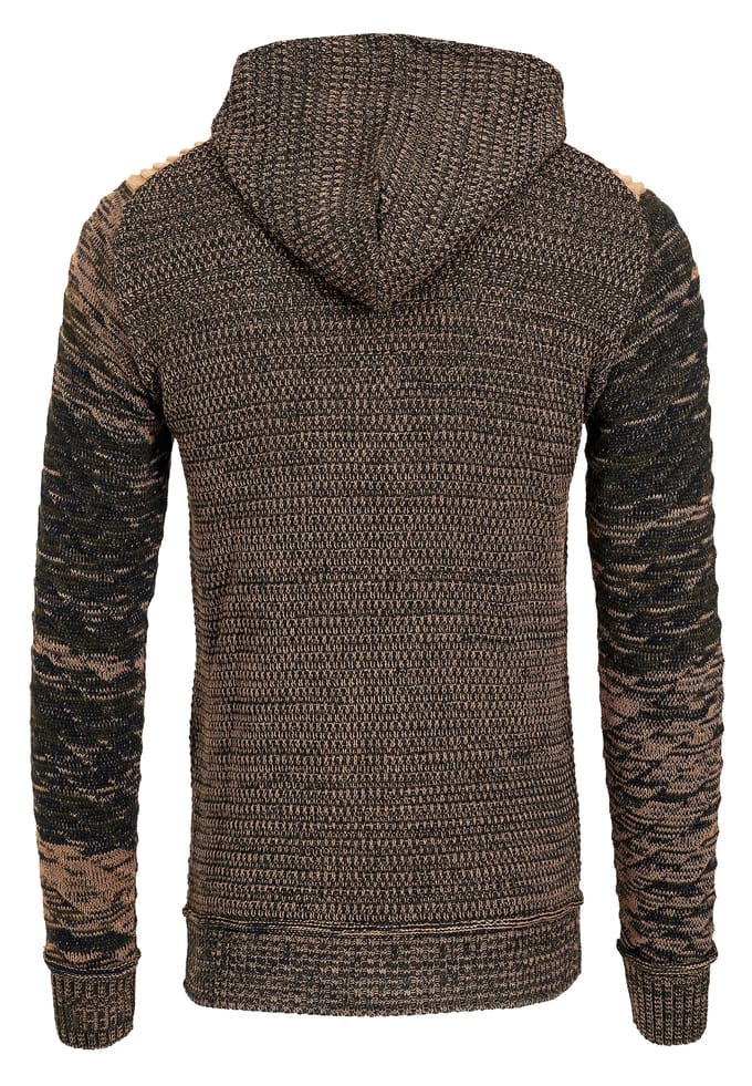 Chunky gebreide jas met capuchon met volledige rits