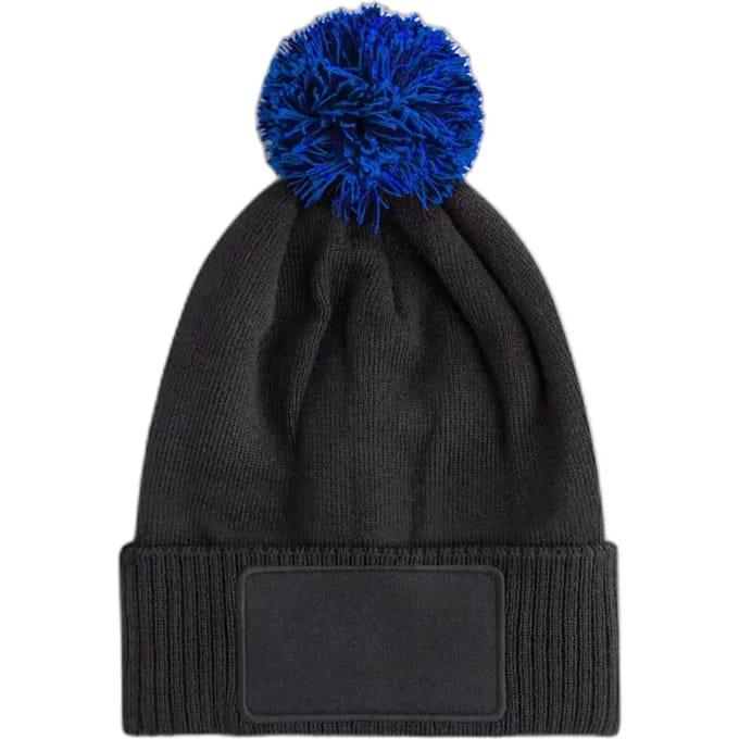 Kids Snowstar Patch Beanie - Black/Bright Royal - 3-8 YRS
