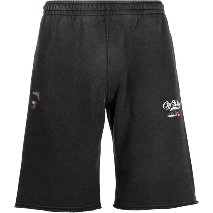 Off-White Unisex Wave Off Sweat Shorts voor volwassenen (Zwart)