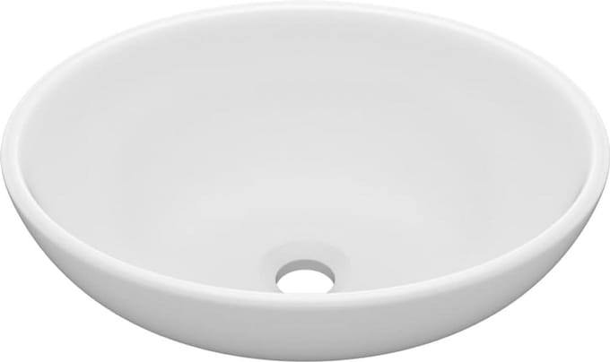 Ovale Wastafel Keramiek Matwit voor Badkamer en Toilet