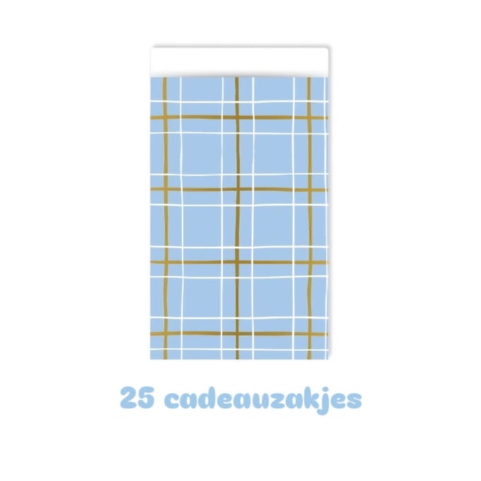 25x Cadeauzakje - blauw - ruit - 12x19cm -