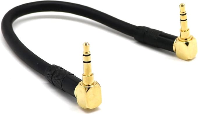 DrPhone AUX20 Audio kabel - 90 Graden - 0,2 Meter - Aux 3.5mm Jack - MP3 / 4 - Zwart