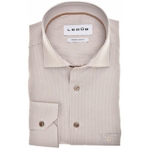 Ledûb Overhemd Fantasy Allover Mini Ovals Pattern Licht Bruin / male