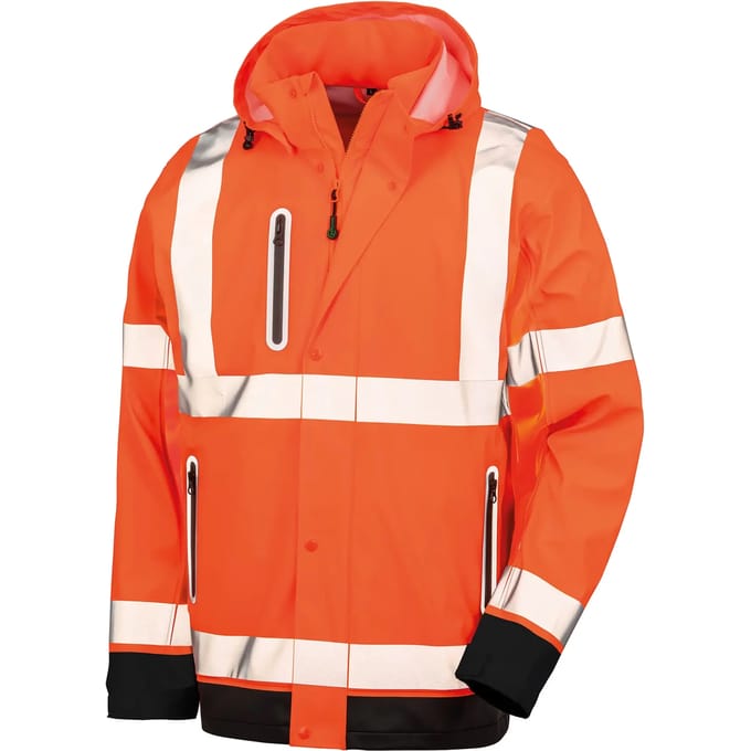 Result Heavy Duty Prism PU Safe & Dry Jacket with Recycled Backing RT507 - Fluorescent Orange/Black - L