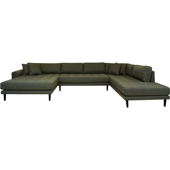 House Collection Hoekbank Milo U-Sofa met Open Linkse Hoek Olijf Groen