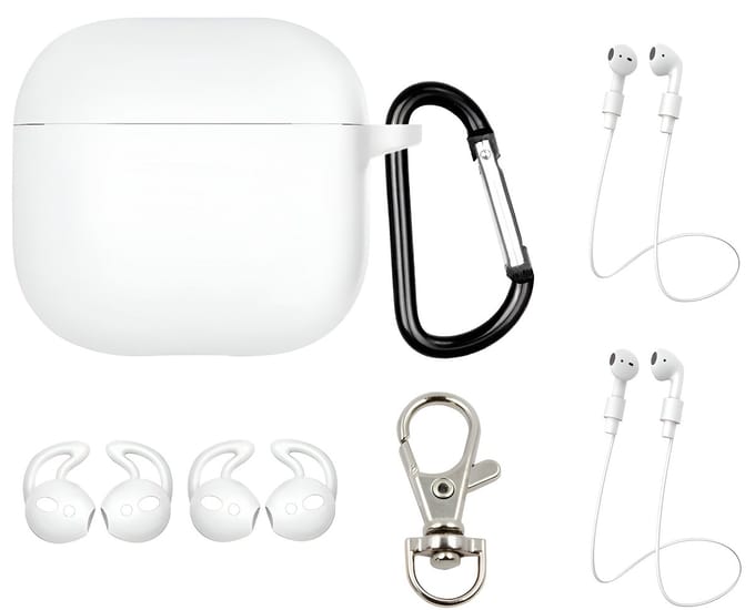 Studio Air® Airpods 4 Hoesje - Luxe Set met 7 items - Soepele Siliconen Case - Wit