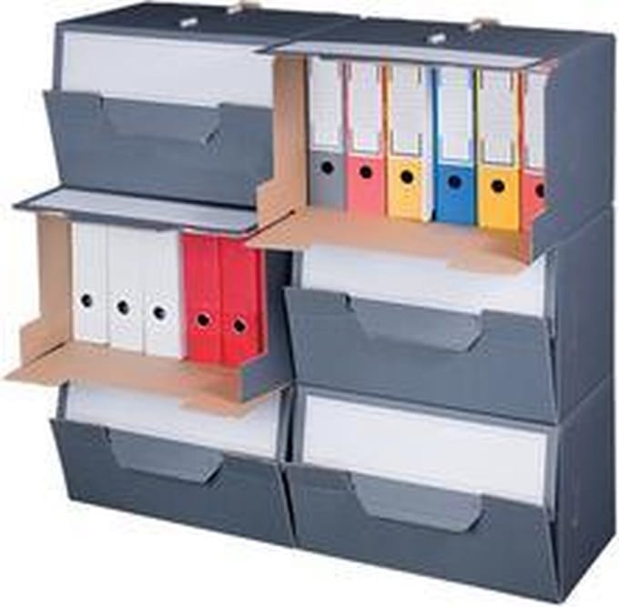 10 x SMARTBOXPRO Archiefcontainer - grijs - stapelbaar