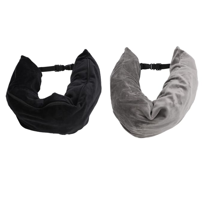 2 STUKS Vulbare Reiskussens met Touw U-vormige Neksteun Rust Draagbaar Kleding Bagage Opberg gray