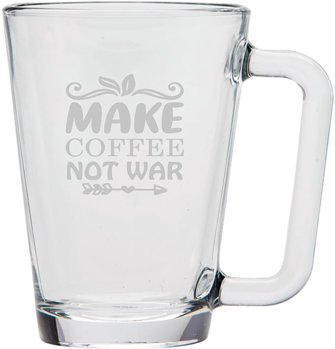 Gegraveerde Koffieglas 26cl Make coffee not war