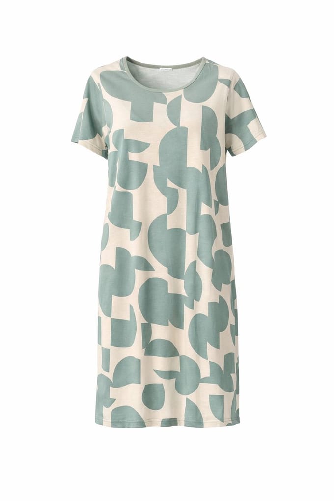 Ascafa - Dames Nachthemd Deluxe - Modal - Sage/Offwhite print - Maat 40