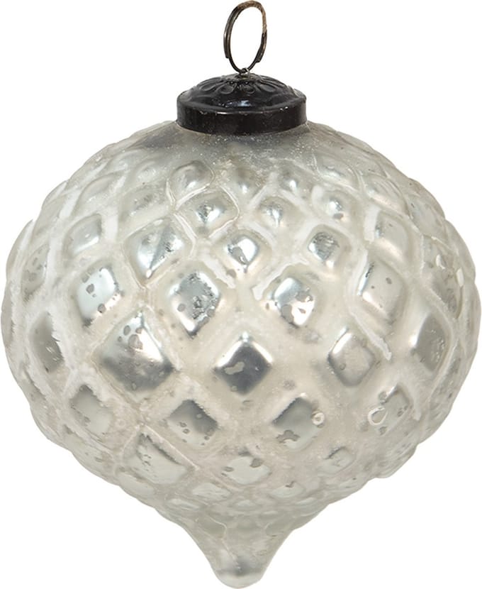 Clayre & Eef Kerstbal Overig Ø 12 cm Zilverkleurig Glas Kerstballen