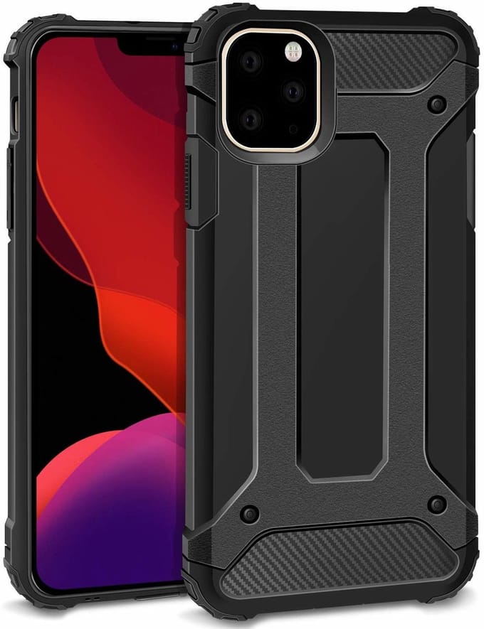 Hoesje Geschikt voor iPhone 11 Pro Max Armor Hoesje - Zwart