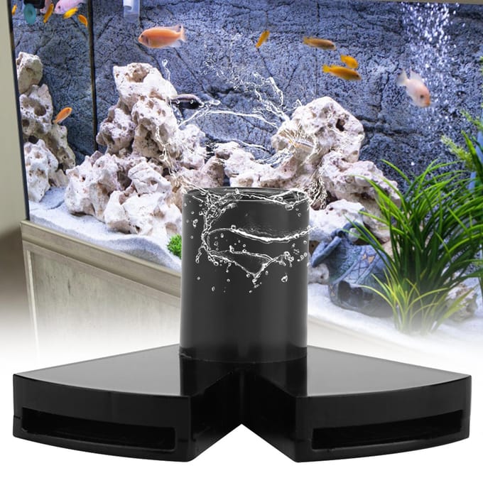 Aquarium Dubbele Eendenbek Mondstuk Roteerbare Stromingspijp Wateruitlaat Retour voor Aquarium black