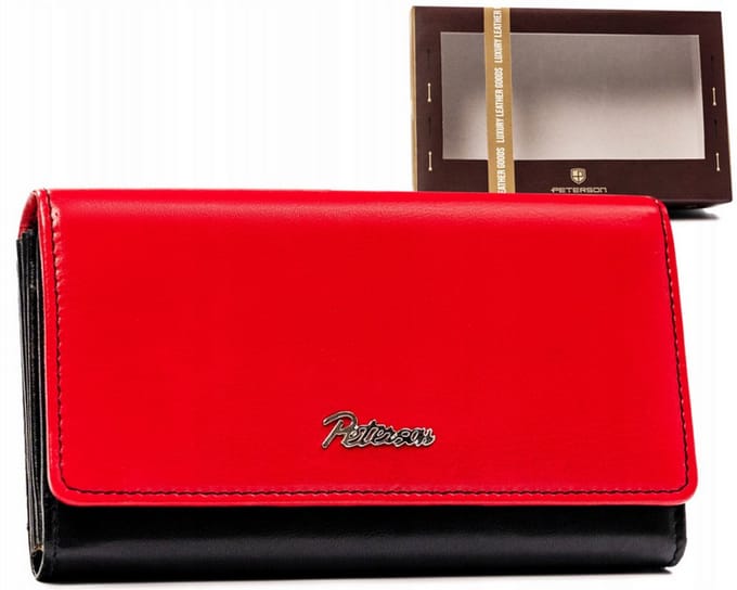 Peterson Two-Tone - Dames Portemonnee - Groot - RFID-beveiliging - Echt Leer - Goudkleurig Logo