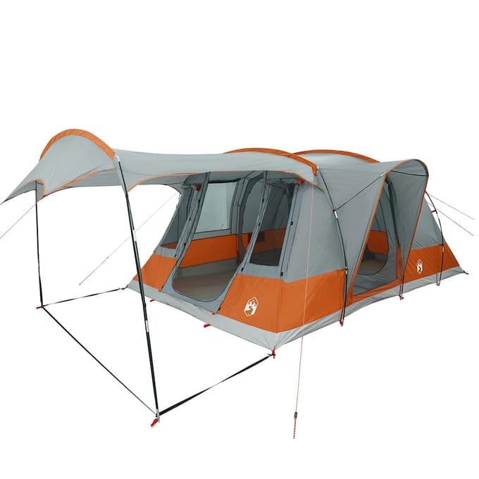 vidaXL - Tunneltent - 5-persoons - waterdicht - grijs - en - oranje