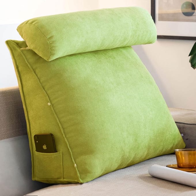 Leeskussen - Rugsteun Kussen - Ontspannen Lezen - Ergonomisch Ontwerp - Groot Formaat - Grijs