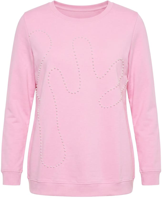 MIAMODA - Dames - Sweatshirt comfort fit sierkralen - Roze - Maat 60
