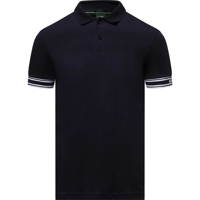 Boss Heren Polo Gestreept Slim met manchet (Donkerblauw)