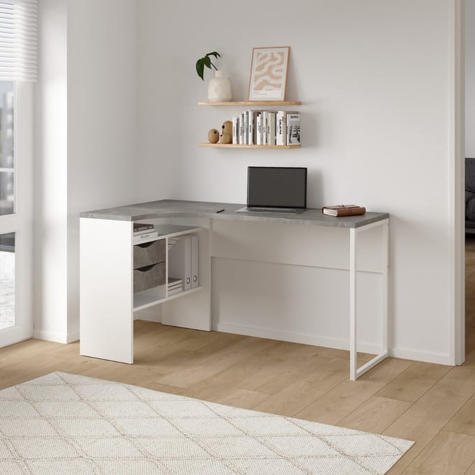 Bureau Function Plus 2 lades Wit/Oxid Beton - Giga Living