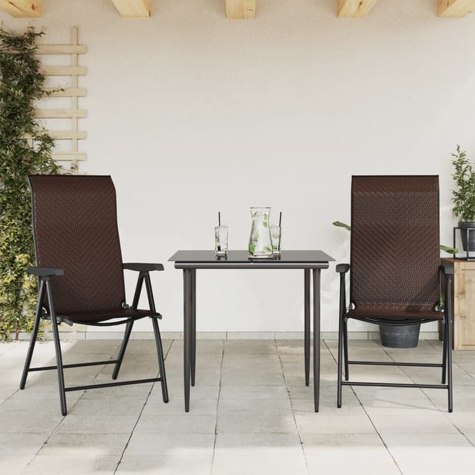 vidaXL - Opklapbare - stoelen, - 2 - stuks, - bruin - polyrotan