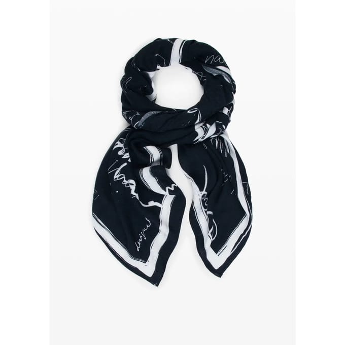 Desigual sjaal Lettn Rectangle Foulard Black zwart