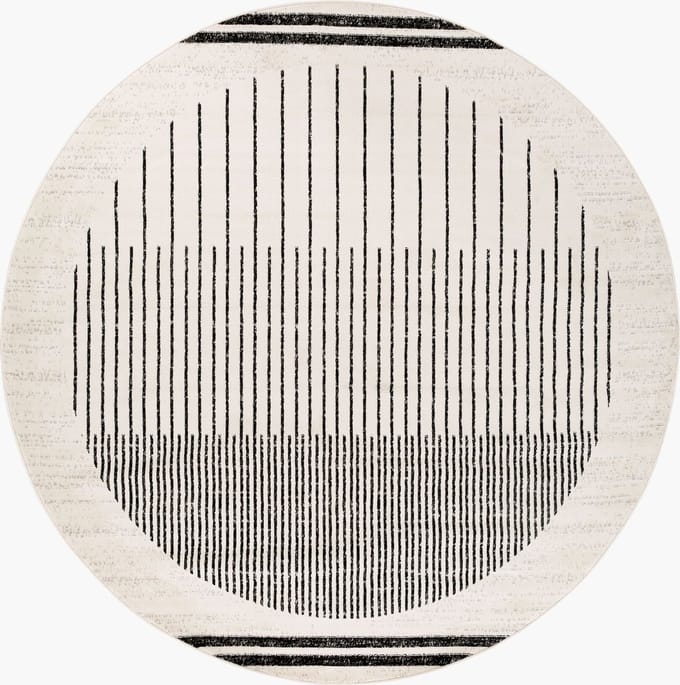 SURYA - ENSO Modern Scandinavisch Wit/Zwart Rond Tapijt