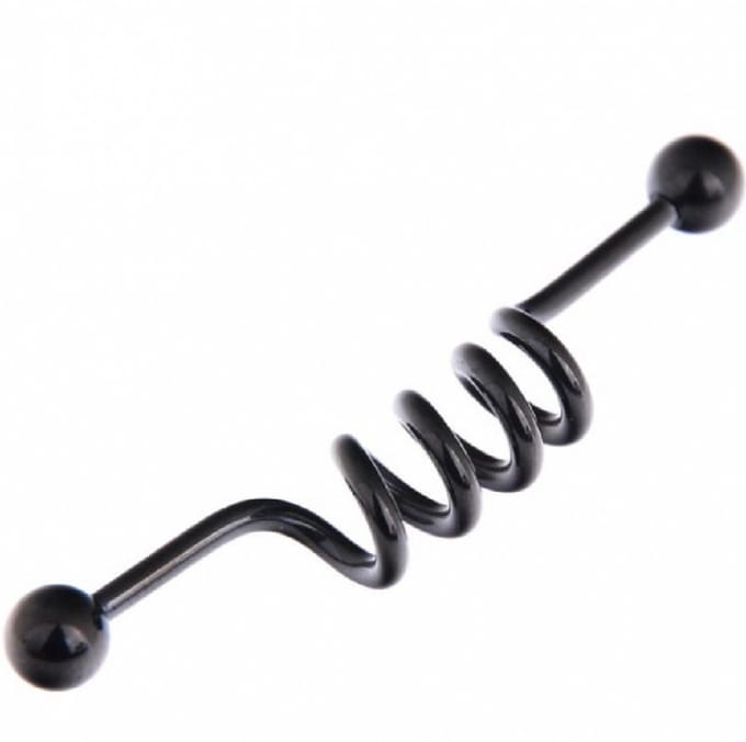 Zwart -Spiraal- Barbell- oorbel -piercing- Charme Bijoux