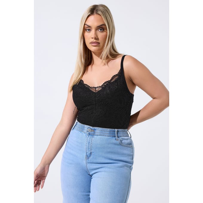 Limited Collection Beperkte Collectie: Zwarte Bodysuit Van Kant Size 38
