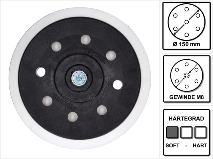 Makita 196684-1 Schuurschijf zacht 150 mm Diameter 150 mm