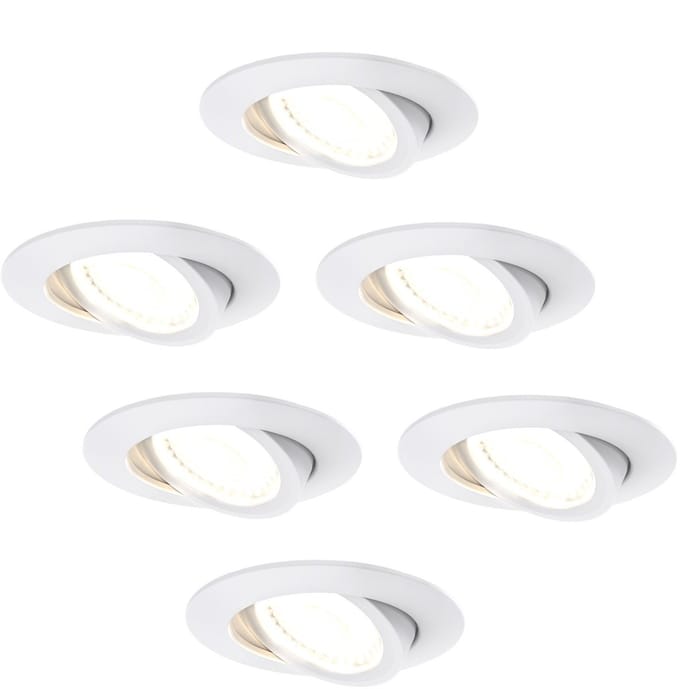 Ledvion – 6x LED Inbouwspot Wit – Dimbaar – CCT – IP65 – Kantelbaar – Aluminium – Badkamer