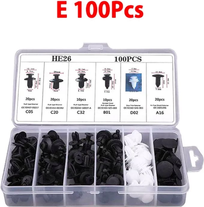 100 st Plastic klinknagels - push clips - Fasteners - Camper - Auto