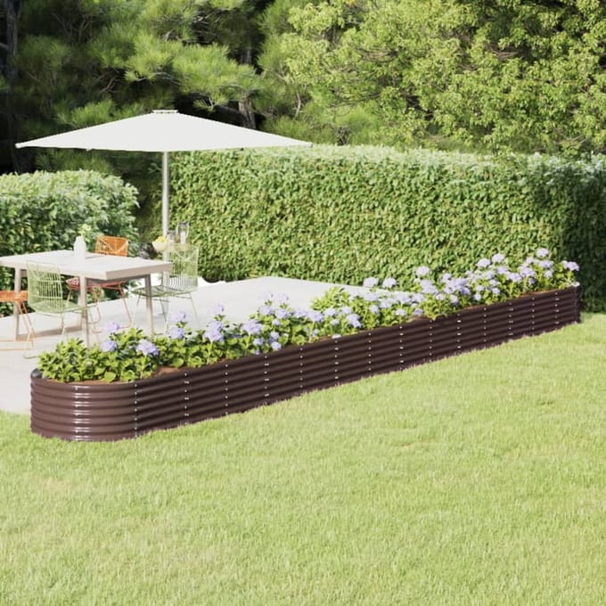 vidaXL - Plantenbak - 620x80x36 - cm - gegalvaniseerd - staal - bruin