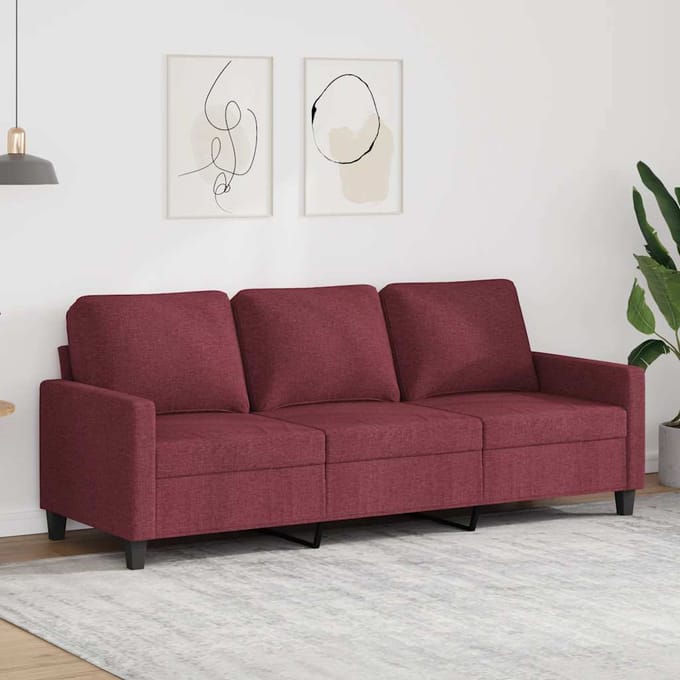 vidaXL - Driezitsbank - 180 - cm - stof - wijnrood