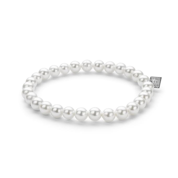Twice As Nice Armband in zilver, parels van 6 mm Adjustable