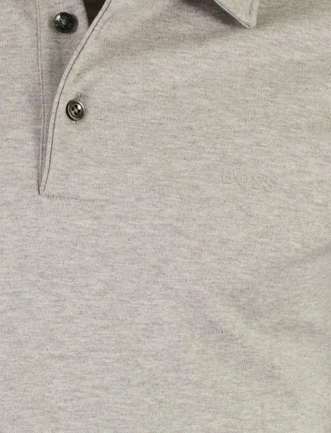 BOSS Black poloshirt grijs katoen normale fit