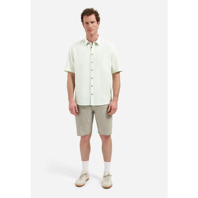 No Excess Shirt short sleeve with linen seagreen