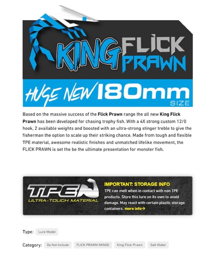 Chasebaits Flick Prawn King Heavy 180 mm 71 gram Zinkend Aas 08 (6239)