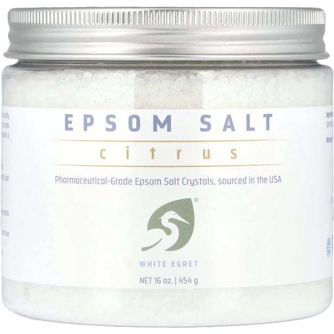 White Egret Personal Care, Epsom Salt, Citrus, 16 oz (454 g) white