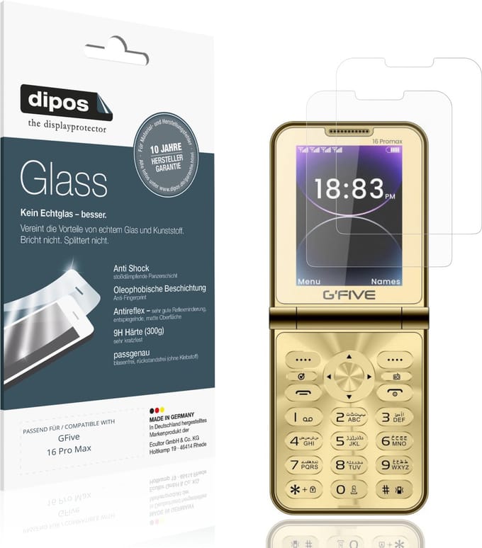 dipos – 2x Matte Pantserfolie geschikt voor GFive 16 Pro Max | 9H Screenprotector