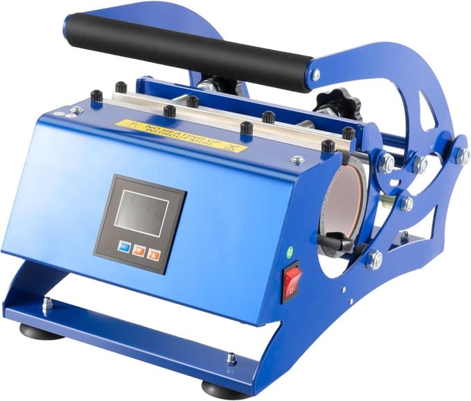 Kopjespers Machine - Mok Printer - Personalisatie Knutselen - 6-in-1 Verwisselbaar - Instelbaar Tijd Temperatuur - Blauw