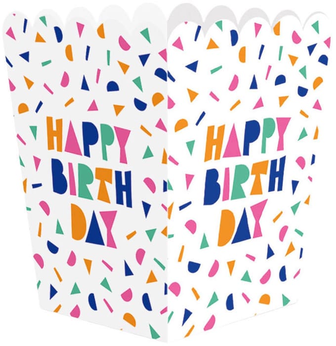 Globos Happy Birthday Paper Snack Boxes - 8 pcs.