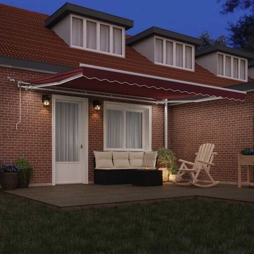 vidaXL - Luifel - automatisch - uittrekbaar - met - LED - 450x300 - cm - bordeauxrood